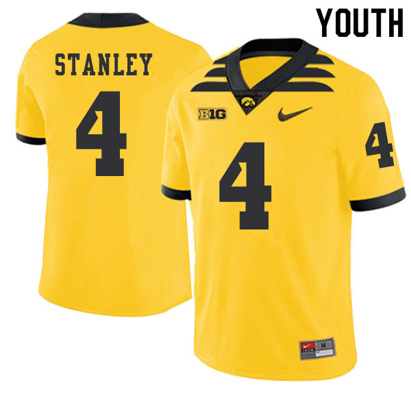 2019 Youth #4 Nathan Stanley Iowa Hawkeyes College Football Alternate Jerseys Sale-Gold